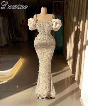 Lowime 2024 neueste elegante Promi-Kleider Meerjungfrau Spaghetti Perlen Abschluss ball Party Kleider für Frauen Vestidos de Gala Verlobung kleider