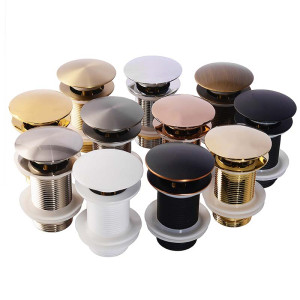 SEKOVA Waschbecken nach unten drücken, Pop-Up-Stopper, Abfluss aus gebürstetem Gold, mattschwarz, weiß, Roségold, Gold, Chrom, Waschbecken-Accessoires