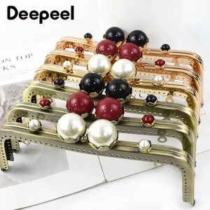 Deepeel 1/2/3Pcs 20cm Metall Tasche Griff Retro Perle Kuss Verschluss Schloss Schnalle Geldbörse Rahmen DIY Nähen handtasche Klammern Hardware Zubehör