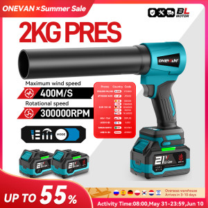 ONEVAN 4000W Borstelloze Elektrische Turbo Blower Jet Fan 400 M/S 300000 RPM Handheld Blad Stof Blazen tool Voor Makita 18V Batterij Pin 2Battery