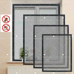 NONE Anpassbare Größe, Mückenschutz, Netz, wiederverwendbar, schwarz, Anti-Mücken-Fensterschutz, Anti-Insekten-Luft-Tüll, unsichtbarer Insektenschutz