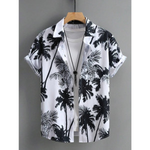 NONE Hawaiihemd für Herren, bedruckt, lässig, dünn, Strand, schlank, modisches Hemd, hochwertig, luxuriös, schwarz, gesellschaftlich, Vintage, lustig,