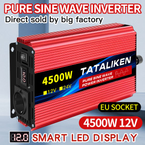 TATALIKEN Wechselrichter EU-Buchse reine SinuswelleAuto-Zubehör DC 12V/24V zu AC 220V Spannungsübertragungskonverter Ladeadapter LED-Anzeige