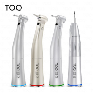 TOQ（医疗器械） Dental-LED-Glasfaser-Handstück-Set, 1:5 roter Ring/4:1/1:1 Winkelstück, 1:1 gerade Nase, passend für alle E-Typ-Elektromotoren
