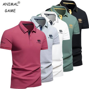 ANIMAL GAME Sommer Herren Kurzarm besticktes Polo T-Shirt leichte lässige Streetwear Revers Vintage Business T-Shirts