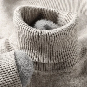 NONE Sweatwear Herren Anti-Pilling Hochwertiger gestrickter Rollkragenpullover Slim Fit Langarmpullover Einfarbig Trend Herrenbekleidung