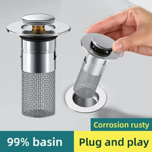 NONE Roestvrijstalen Wasbak Plug met Geurdichte Springkern, Drukpassende Afvoerstop, Universele Accessoire voor Keuken en Bad, Pro Installatie,