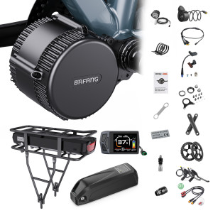 BAFANG BBS02 48V 750W Mittelmotor-Kits E-Bike Umrüstsätze mit Kettenblatt, LCD-Display und Hailong Akku 20Ah