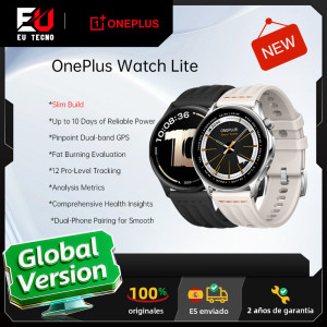 OnePlus Watch Lite Smartwatch, 1,46 inch display, 59 g, 10 dagen betrouwbare stroomvoorziening, hartslagmeter, bloedzuurstofmonitor Silver Steel