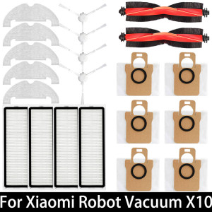 NONE Voor Xiaomi Robotstofzuiger X10 Robotstofzuiger Onderdelen Vervanging Hoofdzijborstel Hepa Filter Mop Doek Stofzak Accessoires Bruin
