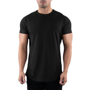 NONE Herren Slim Fit Sport Kurzarm T-Shirt Europäische und amerikanische Sommermode O-Ausschnitt Schnelltrocknendes elastisches Gym Fitness T-Shirt