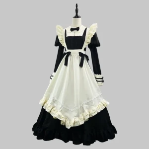 NONE Neue Plus Größe S-5XL Lolita Schwarz Lange ärmeln Maid Kleid Cosplay Kostüm Mädchen Frau Anime Maid Anzug Maid Party bühne Outfits