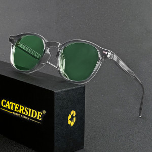 Caterside Polarisierte Runde Sonnenbrille für Herren, TR-Rahmen, Core Insert Leg Sonnenbrille für Damen, Set, Retro, zum Fahren, Angeln, Punk-Brille,