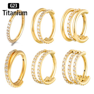 pioroe Neue g23 Titan Piercing cz Reifen Höhe Segment Ring Clicker Septum Piercing Nasenringe Tragus Knorpel Helix Lippen Ohr stecker，ohrringe