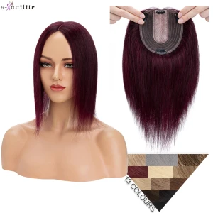 S-noilite 10 x 12 cm Haar-Topper, Haarspangen, Naturhaar-Perücken, 100 % Echthaar, Damen-Topper, Seidenbasis-Perücken, Clip-in-Haarverlängerung