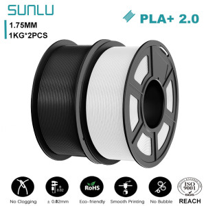 SUNLU 2KG PLA+2.0 3D-Drucker-Filament, robustes und stärkeres PLA Plus-Filament, 1000G/Rolle, 1,75 mm 3D-Filament, passend für FDM 3D-Druck