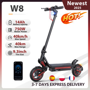 iScooter W8 Elektrische Scooter 9,3 Inch 48V 14Ah 750W Motor 30-40km Max Bereik 40km/u Max Snelheid Dubbele Vering E-Scooters Met App W8