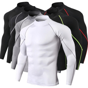NONE Männer Bodybuilding Sport T-shirt Quick Dry Lauf Shirt Langarm Kompression Top Gym T Shirt Männer Fitness Engen Rashgard