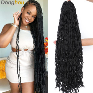 Donghou 18 24 36 Zoll 6 Packungen Neue Faux Locs Häkelhaar Meche Faux Locs Häkelgeflecht Soft Locs Synthetische Locs Häkelhaar für Frauen
