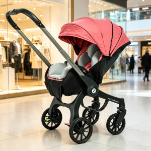 Warm house Inklapbare kinderwagen   Multifunctionele babywagen voor pasgeborenen, draagbaar, lichtgewicht, 3-in-1 kinderwagen Zwart