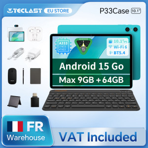 P33 Android 15 Tablet, 10,1 inch, maximaal 9 GB RAM, 64 GB ROM, 1280x800 IPS, A333, 5 cores, 6000 mAh, Type-C Teclast P33