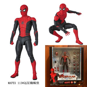 Bandai MAFEX113 Spiderman Actionfigur Spider Man Far From Home Version Gelenkfigur Modell Puppe Spielzeug Geschenk für Freund Kinder