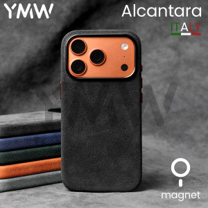 YMW für ALCANTARA Hülle für iPhone 17 16 Pro Max Kompatibel mit Magsafe Luxuriöse Business Supercar-Innenausstattung Gleiche Wildleder-Optik Abdeckung