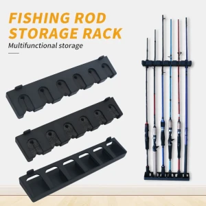 T-bait 1Pcs Angelrute Lagerung Rack 6 Löcher Wand-montiert Angelrute Halter Halterung Vertikale & Horizontale Display Festen Rahmen