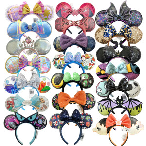 Disney Minnie Mickey Ohren Stirnband Urlaub Party Pailletten Kopfschmuck Bögen OHREN KOSTÜM Stirnband Cosplay Plüsch Erwachsene/Kinder Geschenk