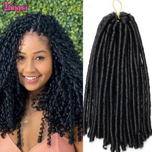 Full Star 14 Zoll entfaltete 15 Stränge Häkelzöpfe synthetische Flechthaare Afro-Frisuren weiche Faux Locs schwarz braune Farbe