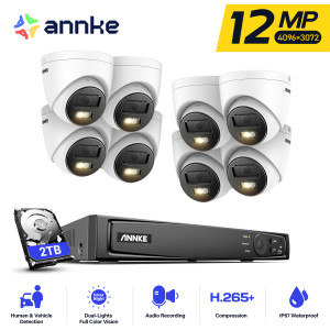 ANNKE 12MP Smart Dual Light Camera Kits Beveiliging Cam 8CH NVR 8PCS POE Camera Outdoor CCTV Video Surveillance bescherming Camera