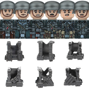 Brangdy WW2 Militärische Deutsche Soldaten Figuren Helm Bausteine Armee Infanterie Krieger Gunner Rüstung Kanone Weste Waffen Ziegel Spielzeug