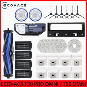 ECOVACS T50 PRO OMNI /T50 PRO / T50 OMNI Roboter-Staubsauger Ersatzteile Hauptseitenbürste Mopptücher HEPA-Filter Staubbeutel Zubehör