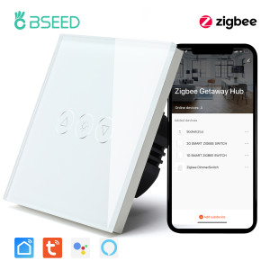BSEED Zigbee Dimmer Schalter Smart LED Dimmbare Touch Sensor Schalter Blaue Hintergrundbeleuchtung Glas Panel Google Tuya Smart Life Control