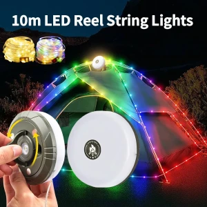 MeeToo 10 m LED Reel Lichterketten Outdoor USB Aufladbare Camping Lampe Solar Fee Weihnachten Lichter Garten Zimmer Dekorative Zelt Licht