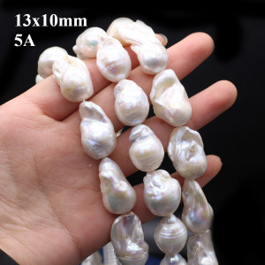 NONE 13x10mm 5A Natürliche Süßwasser Weiß 100% Perle Barock Unregelmäßige Form Perle Geschenk Schmuck Machen DIY Halskette armband Zubehör
