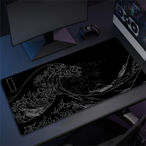 kankeirr Große Welle schwarz Schreibtisch matte Mauspad japanische Kunst Mauspad Gummi matte Maus Teppich Tisch polster PC Matten 900x400 Büro zubehör