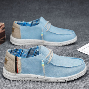 miflame Frühling Sommer Blau männer Casual Boot Schuhe Leichte Slip-on Fahren Schuhe Männer Low-cut Atmungsaktive Leinwand Männer schuhe Müßiggänger