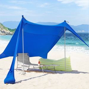 SoBuy OZT01 Lycra strandtent Draagbare strandtent met aluminium stangen, bescherming tegen de zon, eenvoudige constructie voor strand BHT ongeveer