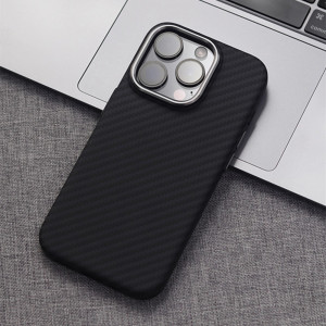 YUEDESHENG Hartes PC-Magnetgehäuse mit Kohlefasermuster für iPhone 17 16 Pro Max 15 14 13 für MagSafe Wireless Charging Alloy Lens Back Cover