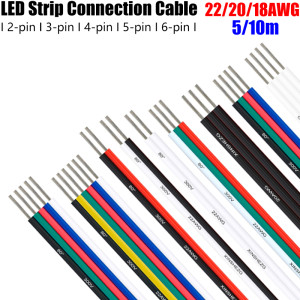 DelightFire 5/10 m 2PIN Elektrische Kabel 22/20/18AWG 3/4/5/6pin LED Kabel Stecker Verlängerung Drähte Für 5050 3528 RGB RGBW LED Streifen Lichter