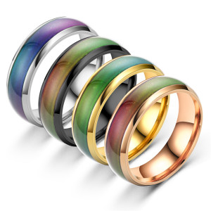 DAIPAN 6mm wechselnde Farbe Edelstahl ringe für Frauen Stimmung Emotion Gefühl Temperatur Ring Männer Paare Modeschmuck Geschenk