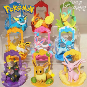 Bandai Echte Pokemon Eeveeornament Vaporon Flareon Espeon Umbreon Leafeon Glacion Sylveon Jolteon Blind Box Actionfigur Geschenk