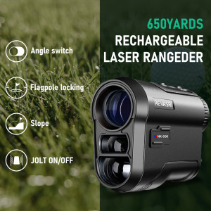 REVASRI Golf-Entfernungsmesser, wiederaufladbarer Entfernungsmesser mit Neigungsschalter und Flaggenschloss-Vibration für Golf-Werbung und Jagd