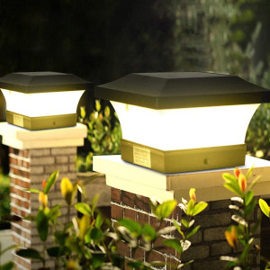 crepow Solar-Pfostenleuchte für den Außenbereich, 3000 K, 6000 K, LED-Zaun-Deck-Kappenlampe für Landschaft, Garten, IP65, wasserdicht, Tor, Cottage,