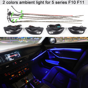 NONE 2 Farben Innen-LED-Streifen, dekorative Tür, Umgebungslichtblau und Orange, für BMW 5er F10 F11 2010–2017