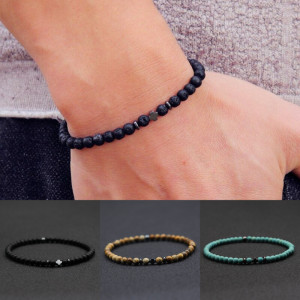 NONE Noter Männer Armband 6 Farben 4mm Perlen Strang Armband Natürliche Hämatit Stein Heilung Armband Meditation Yoga Zubehör Joias