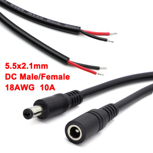 JCD 1/2/5Pcs 18AWG 5,5x2,1mm DC Männlich oder Weiblich Power Stecker Kabel Jack Adapter Stecker 12V 10A Netzteil Kabel DIY Für CCTV LED