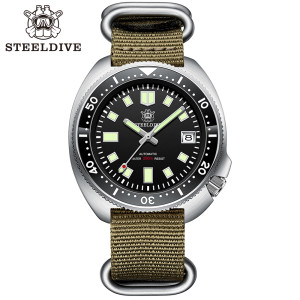STEELDIVE Klassische neue Nylonarmband SD1970 200 m wasserdichtes Saphirglas AR-Beschichtung Herren-Automatikuhr NH35 Taucheruhr