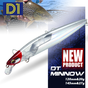 D 1 D1 Schwimmender Minnow-Angelköder 120mm/20g 145mm/27g Hartköder Wobbler mit Gewichtsschiebersystem für Hecht und Barsch